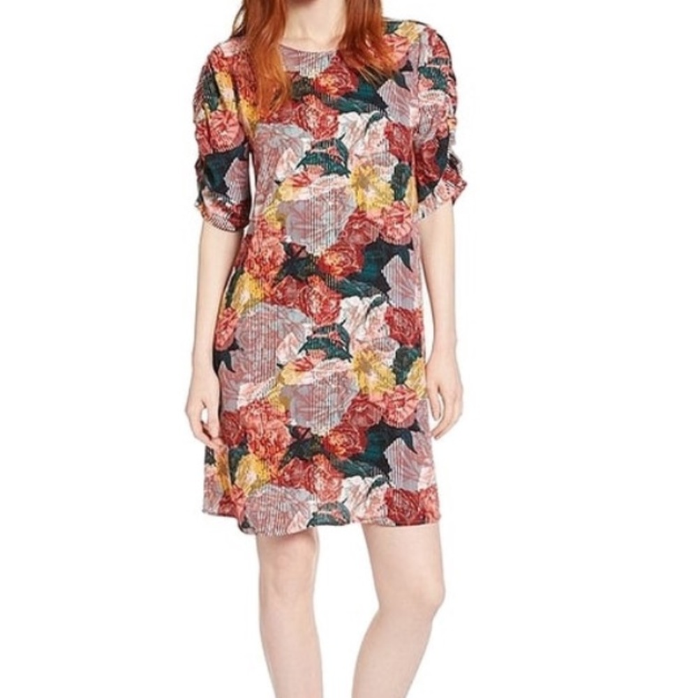Halogen floral and striped dress like new